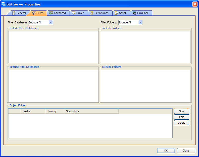 Greenplum Server Registration Filters