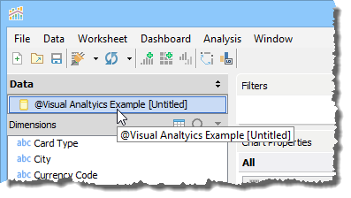 Visual Analytics - Connect to Data - Named Source Listed