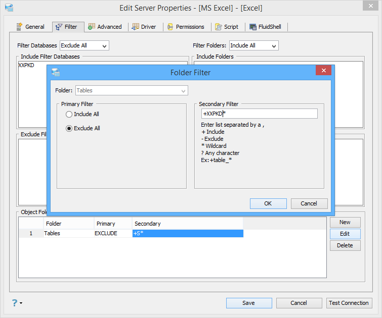 Excel Server Registration Table Filter