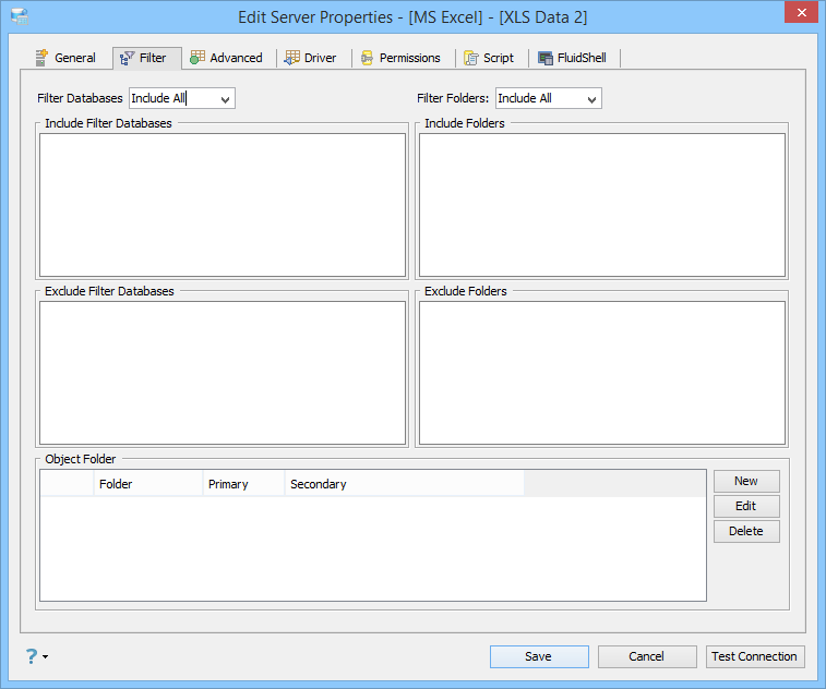 Excel Server Registration Filters