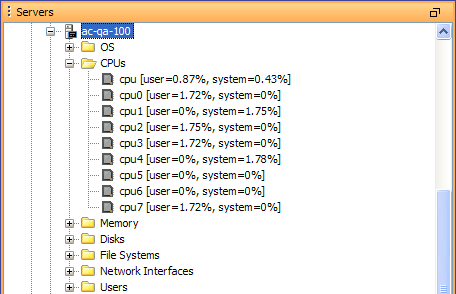 Aqua Data Studio - SSH Browser - CPUs node 