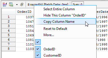 Grid Results - Copy Column Name