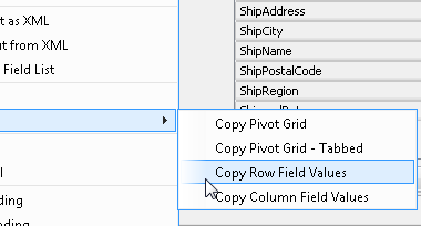 Copy Pivot Grid Row Field Values