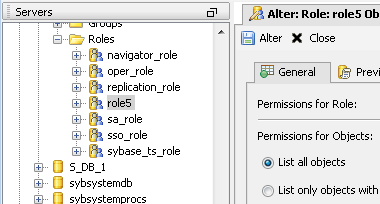 Sybase ASE Role Permissions