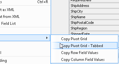 Copy Pivot Grid and Copy Pivot Grid Tabbed