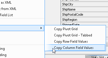 Copy Pivot Grid Column Field Values