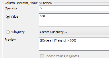 Custom Column Criteria Dialog