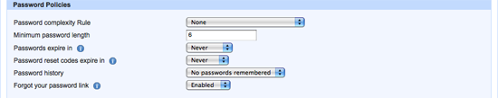 Aqua Data Server - System Settings - Password Policies