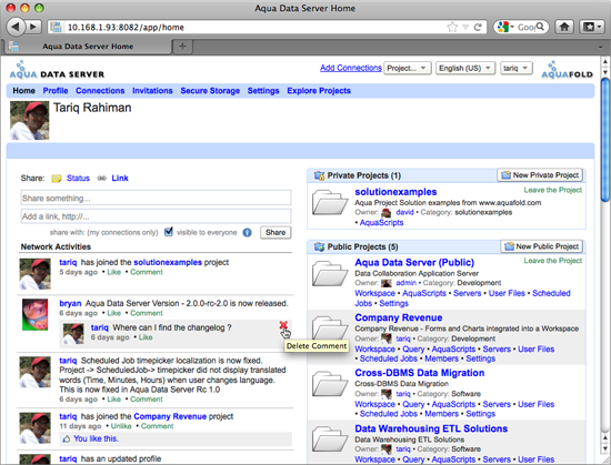 Aqua Data Server - Comment Delete