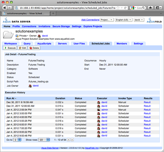 Aqua Data Server - Project - Scheduled Job - Details