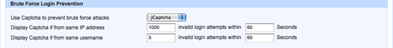 Aqua Data Server - System Settings - Brute Force Login Prevention