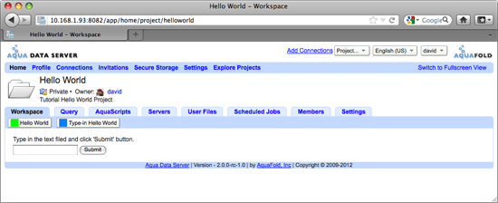 Aqua Data Server - Helloworld Project