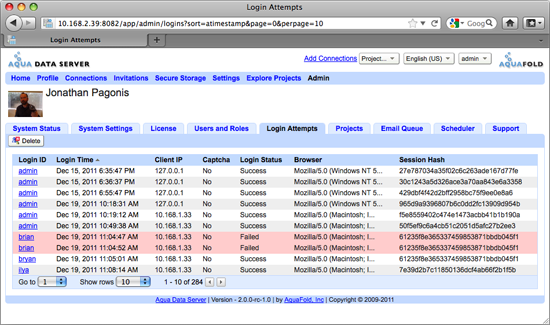 Aqua Data Server - Login Attempts