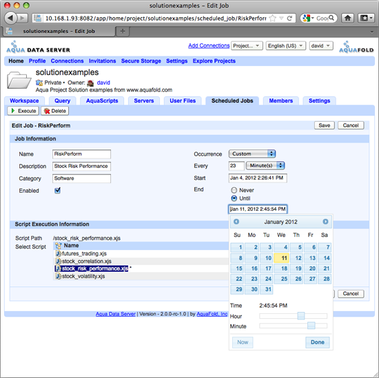 Aqua Data Server - Project - Scheduled Job - Edit Job