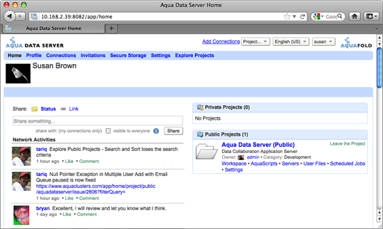 Aqua Data Server - User Home - Profile Pic