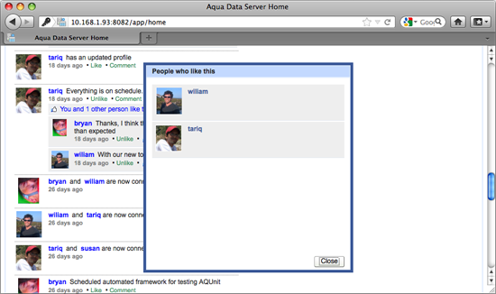 Aqua Data Server - Like - Listed Users