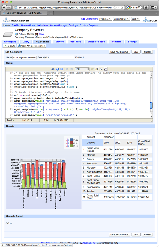 Aqua Data Server - AquaScripts - AquaScript Execution Results