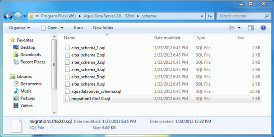Aqua Data Server - Migration Script Location