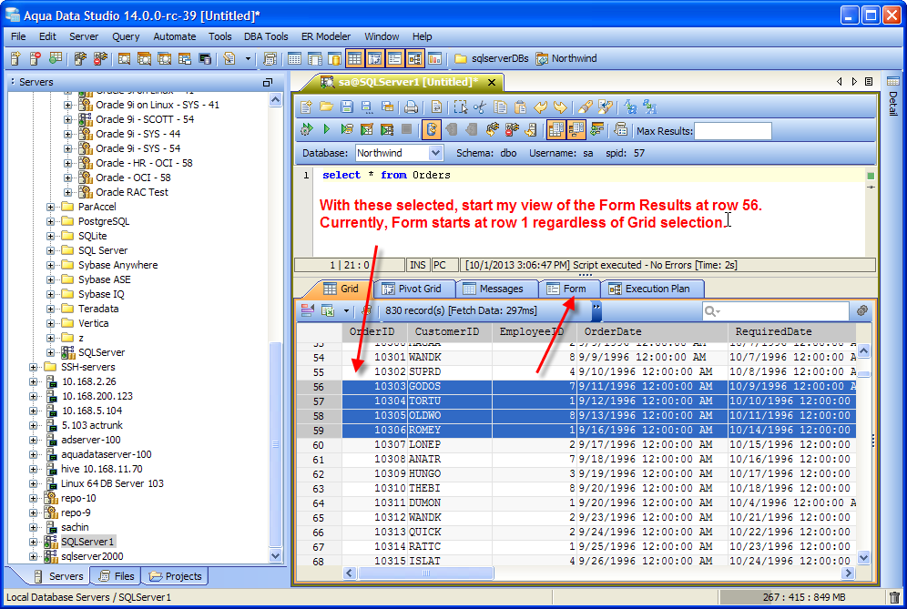 10284 Form Results use the first of the currently selected rows