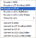 Save as Query Analyzer - encoding as shown by Notepad ++