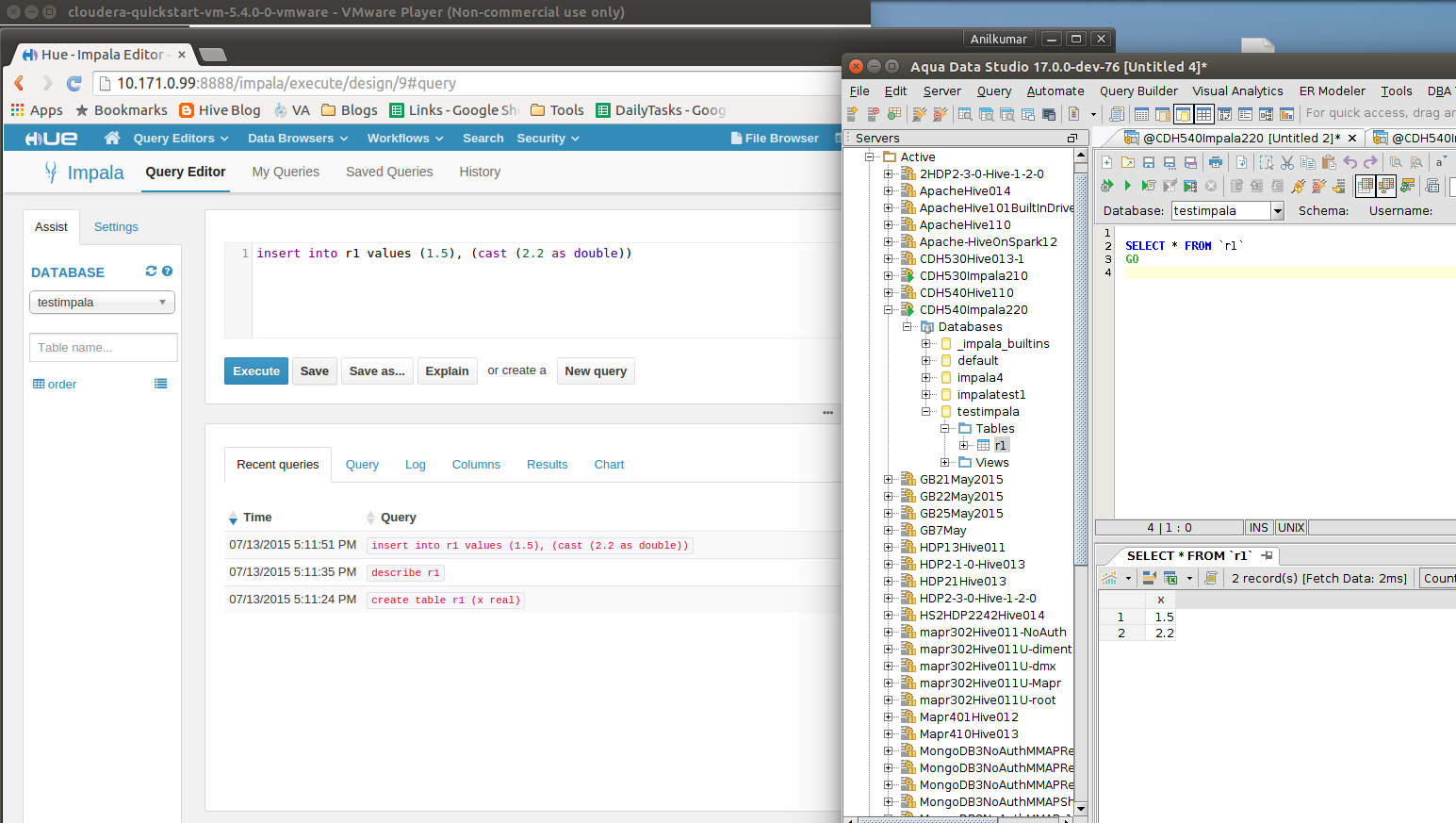 13479 Cloudera Impala Insert query shows error message java.lang