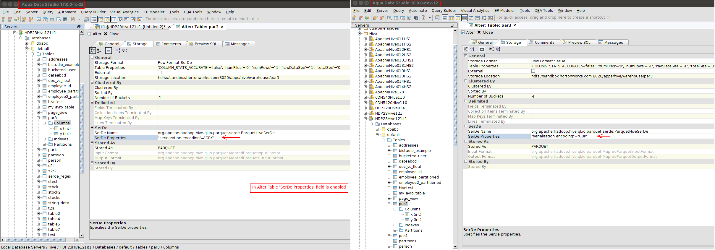 13800 Hive In Alter Table for Row Format SerDe SerDe Properties