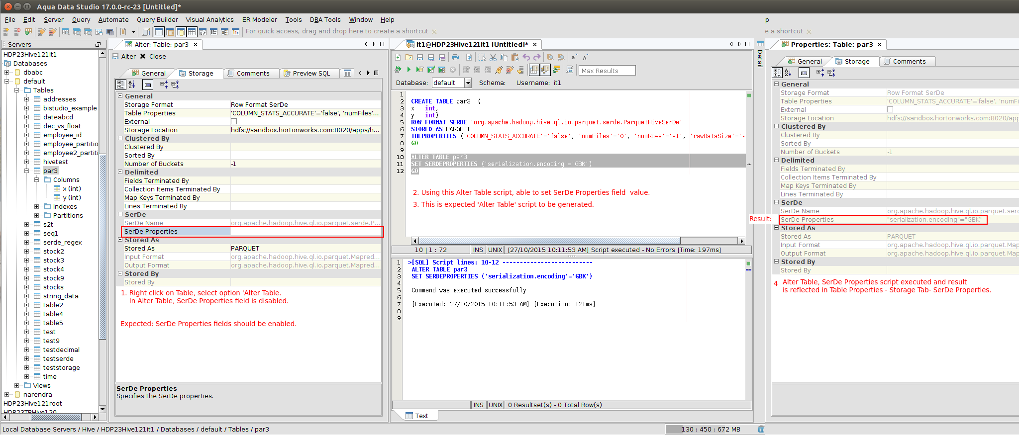 13800 Hive In Alter Table for Row Format SerDe SerDe Properties