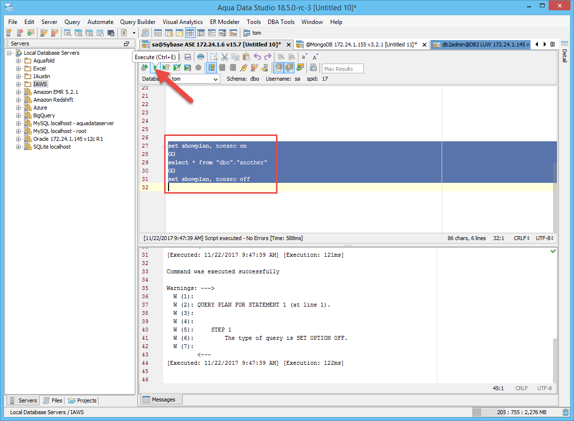 conneting in aqua data studio
