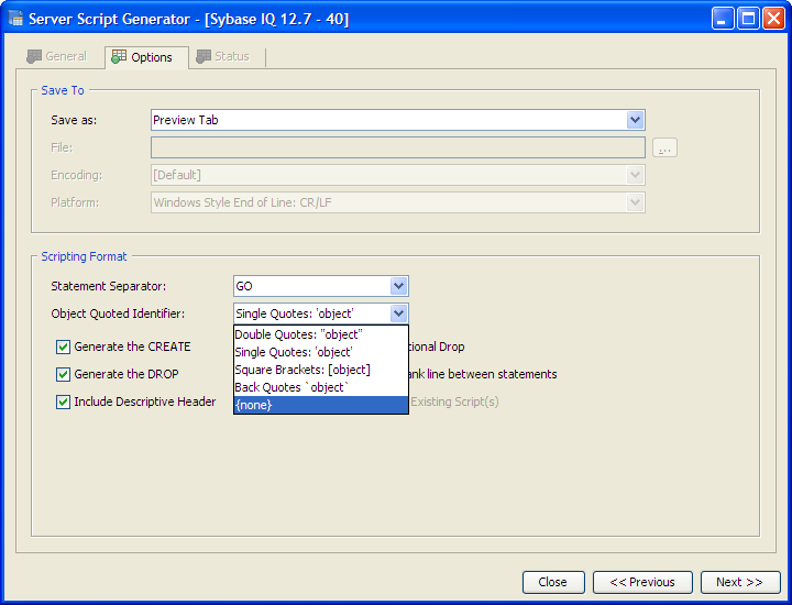 #3076: Object Quoted Identifier - Sybase IQ | Aqua Data Studio