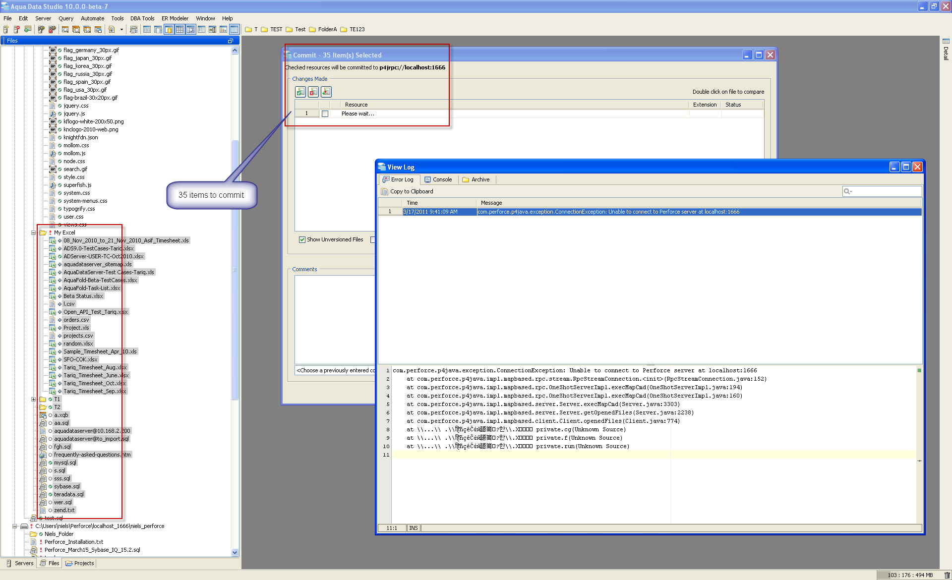conneting in aqua data studio
