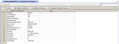DB2 for LUW DBA Tools Instance Manager