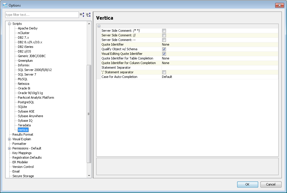 Scripts Options - Vertica