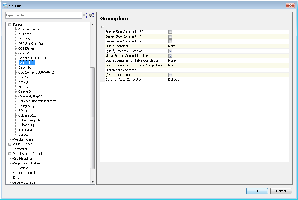 Scripts Options - Greenplum
