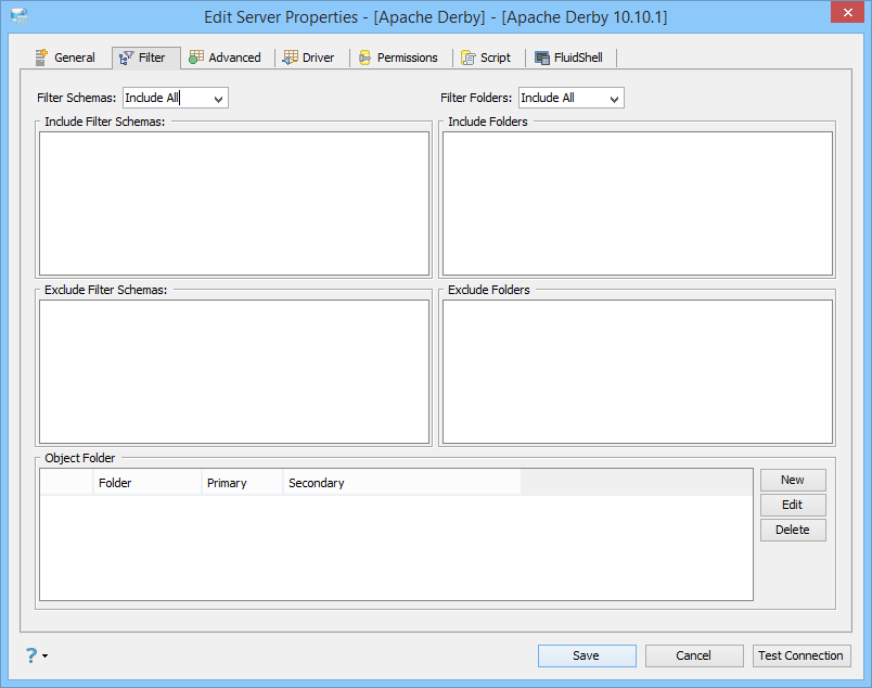 Apache Derby Registration Filter
