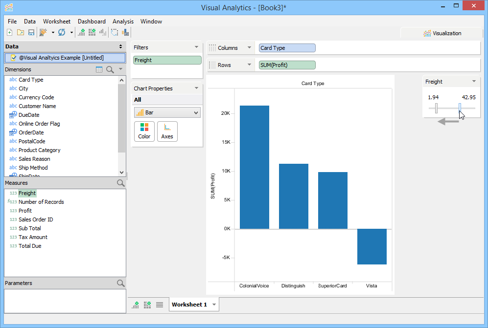 Visual Analytics - Filter Range - Drag Left