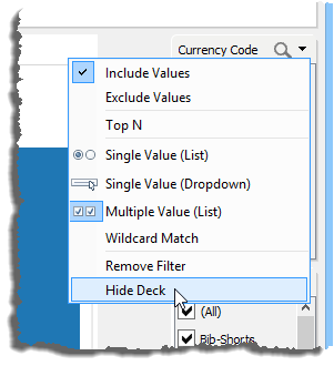 Visual Analytics - Filter - Hide Deck