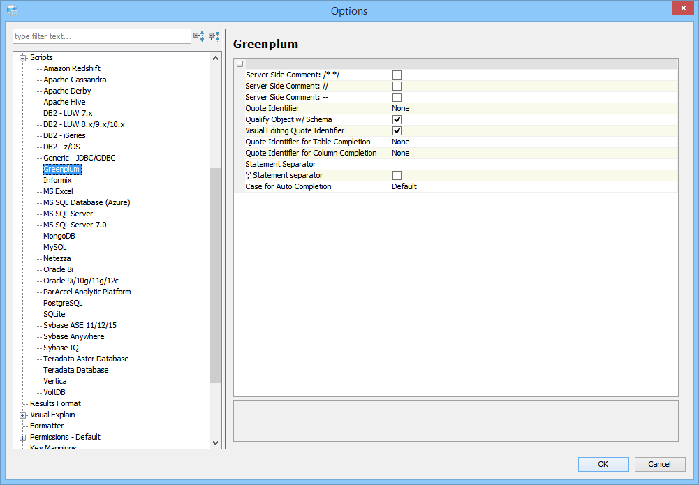 Scripts Options - Greenplum