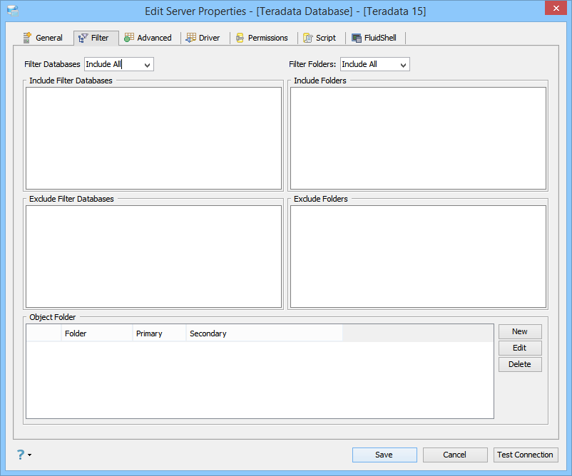 Teradata Database Registration Filter