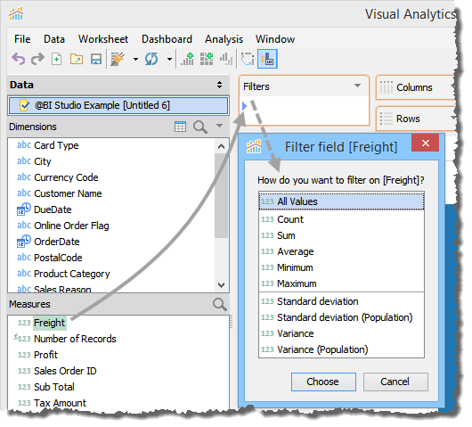 Visual Analytics - Measure Filter - Popup