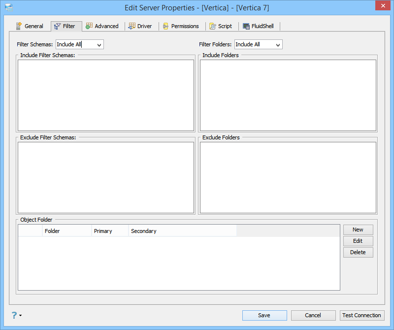 Vertica Server Registration Filters