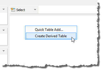 Query Builder - Right Click Create Derived Table