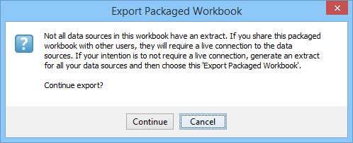 Visual Analytics - Export Packaged Workbook Dialog