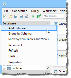 Query Builder - Cross Database Query - Database Choices