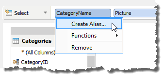 Query Builder - Select - Create Alias