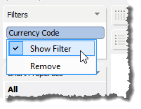Visual Analytics - Show Hide Filter