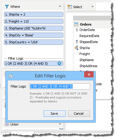 Query Builder - Custom Filter Logic Editing