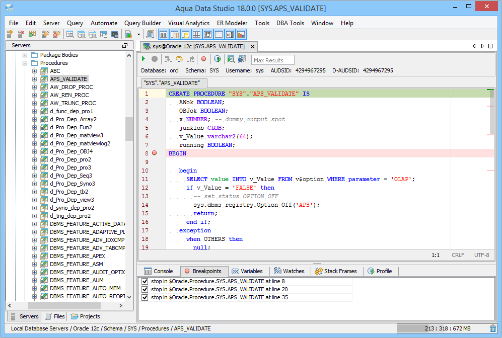 Oracle SQL Debugger - Main Window