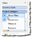 Visual Analytics - Show Filter