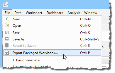Visual Analytics - Export Packaged Workbook