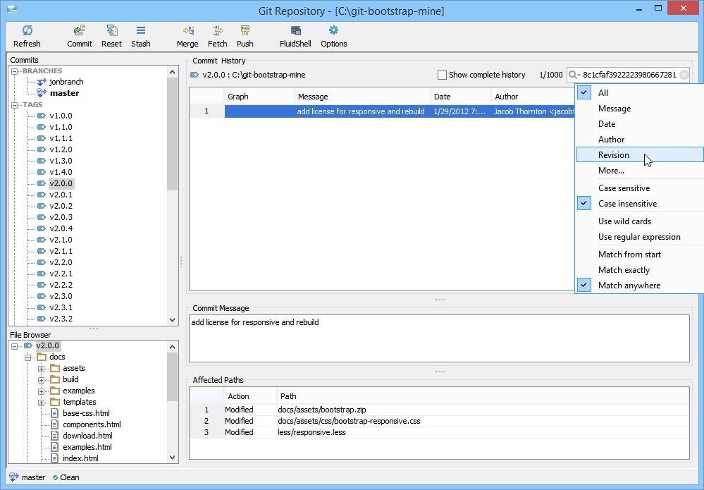 Git Client Quick Filter